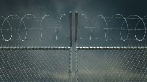 Barbed wire fence gate opens. Stock Footage 79063196