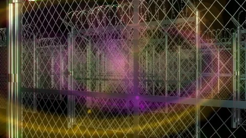 Barbed wire fence loop animation Stock Footage 146823279