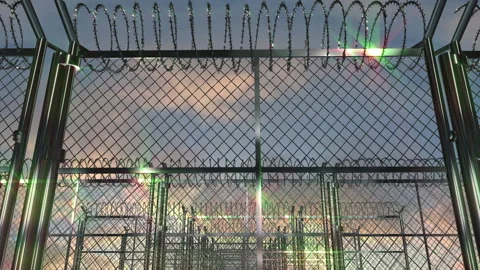 Barbed wire fence loop animation Video stock 146823309
