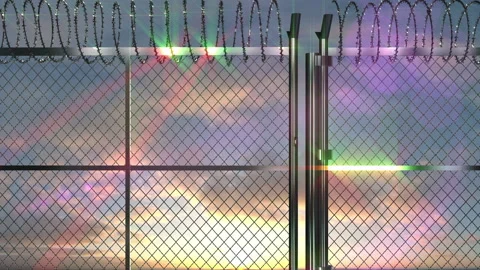 Barbed wire fence loop animation Video stock 146823315