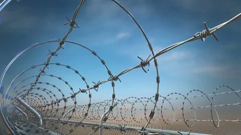 Barbed wire fence loopable animation.HD Stock Footage 78865728