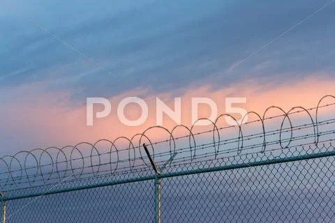 Barbed wire fence Stock Photos
