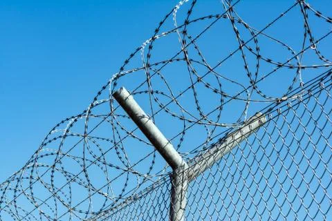 Barbed wire fence Foto stock