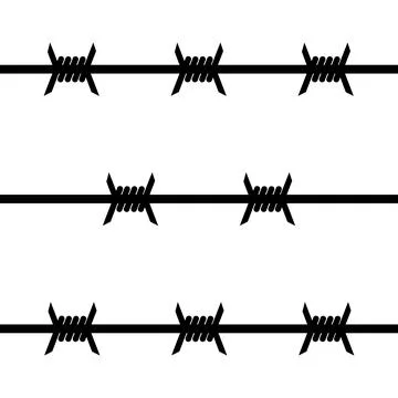Barbed wire fence sign with sharp spikes, barbed wire to protect the territory Stock Illustration