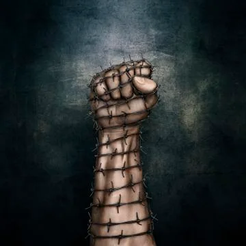 Barbed wire fist Illustrazione stock