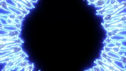 The barbed wire frame rotates counterclockwise and burns with a blue flame. Stock Footage 244622671