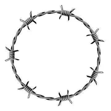Barbed wire frame. Sharp barbwire border chain. Stock Illustration