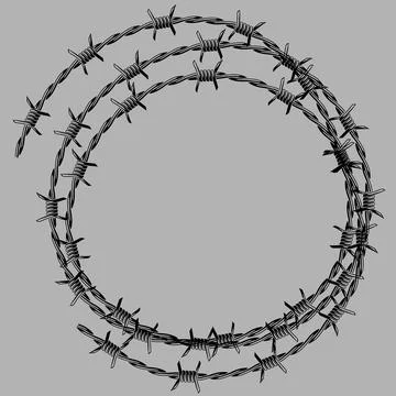 Barbed wire frame. Sharp barbwire border chain. Stock Illustration