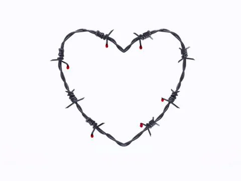 Barbed wire in heart shape Stock Photos