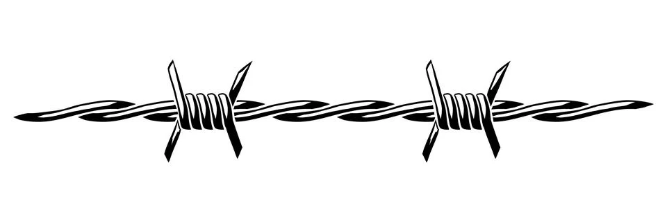 Barbed wire illustration. Sharp barbwire border chain. 스톡 일러스트