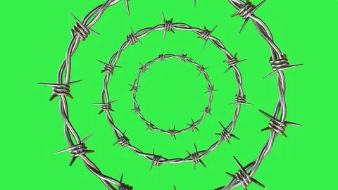 Barbed Wire Isolated Over a Bold Green Setting Stock-Illustration