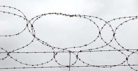 Barbed wire isolated on white Stock Photos