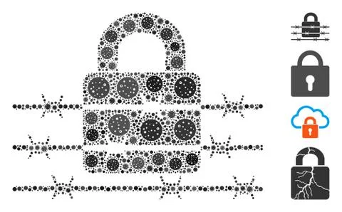 Barbed Wire Lock Collage of CoronaVirus Elements Stock Illustration