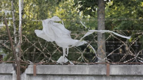 Barbed wire prison fence security forbidden 스톡 동영상 111818845