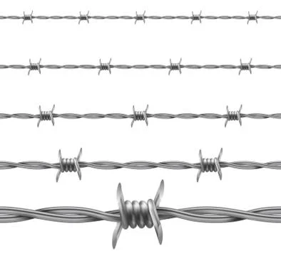Barbed wire. Repetitive, Seamless Protective Wire Elements. Vector Illustrati Stock Illustration