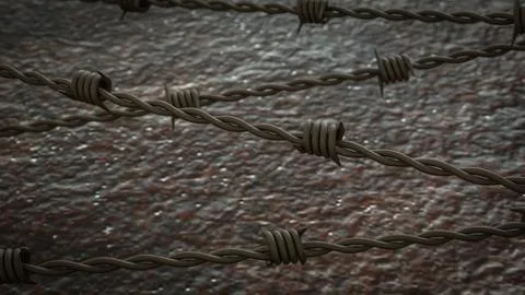 The  Barbed wire on Rusty Background for war concept  3d Rendering. Stock Illustration
