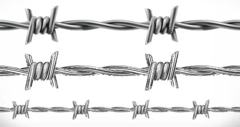 Barbed wire seamless. 3d and engraving styles. Vector illustration Stock Illustration