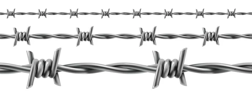 Barbed wire seamless, 3d vector Stock Illustration