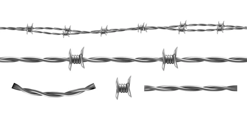 Barbed wire seamless pattern and parts Illustrazione stock