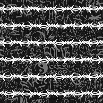 Barbed wire seamless pattern background.Vector cartoon illustration graphic Stock Illustration