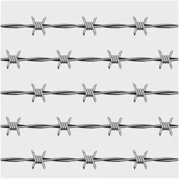 Barbed wire seamless pattern - barblock background Stock Illustration