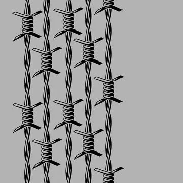 Barbed wire seamless pattern. Sharp barbwire border chain. Stock Illustration