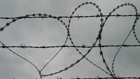 Barbed Wire Security Fencing Stock Footage 261573616