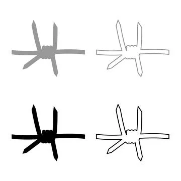 Barbed wire set icon grey black color vector illustration image solid fill ou Stock Illustration