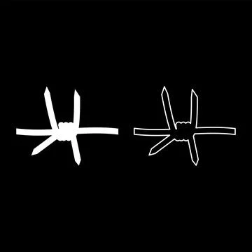 Barbed wire set icon white color vector illustration image solid fill outline Illustrazione stock