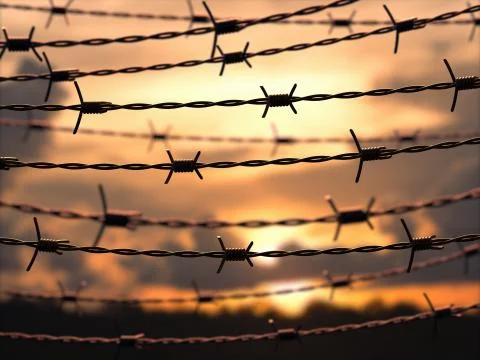 Barbed Wire Sky Stock Illustration