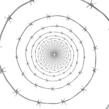 Barbed wire spiral frontal view Stock Illustration