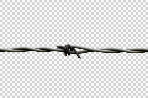 Barbed wire strand with sharp barbs isolating property Stock Photos