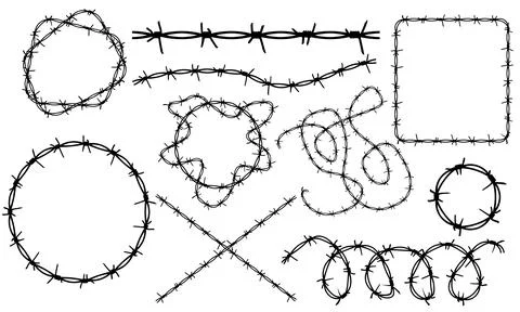 Barbed wire. Template of brush, set of design elements, frames. Vector illust Illustrazione stock