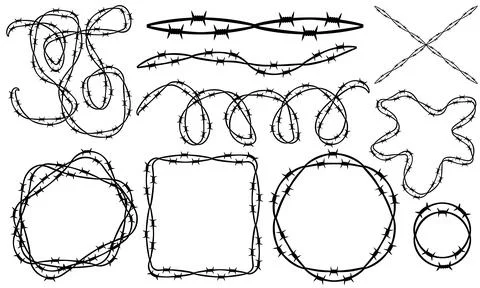 Barbed wire. Template of brush, set of design elements, frames. Vector illust 스톡 일러스트