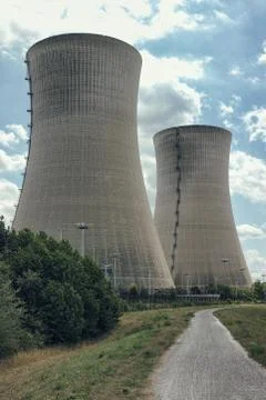 Barbed Wire tower nuclear power station old out of order germany nature tower Stock Photos