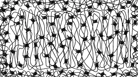 Barbed Wire Twisting on White Background Stock Footage 311768227