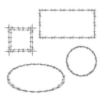 Barbed wire various frame realistic vector set Stock Illustration