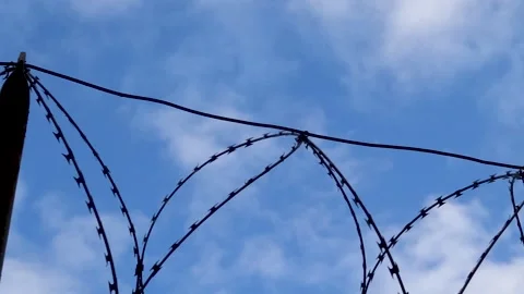 Barbed Wire On The Wall Stock Footage 141868105