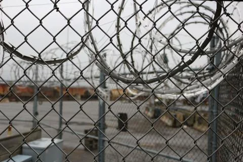 Barbed Wire Warning Foto stock