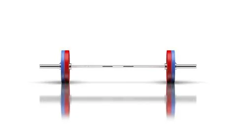 Barbell with 2 discs on both sides front view 3d render Stock Illustration
