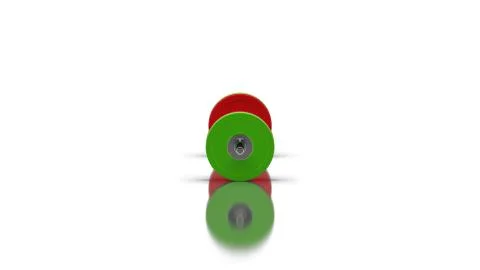 Barbell with 4 discs on both sides side view 3d render Stock Illustration