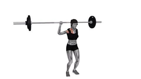 Barbell Behind the Back Push Press Single Arm Balance female 1 fitness gym exerc Video stock 247707501