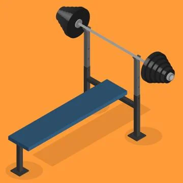 Barbell bench press in 3D, vector illustration. Stock Illustration