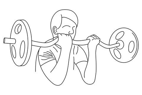 Barbell curl for biceps vector sketch illustration. Stock Illustration