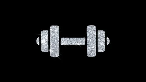 Barbell, dumbbell, exercise Glith Icon Shining Glitter Loop Blinking Particles . Stock Footage 116055438