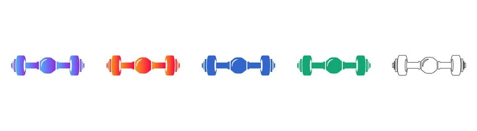 Barbell Exercise Equipment Icon Set Stock Illustration
