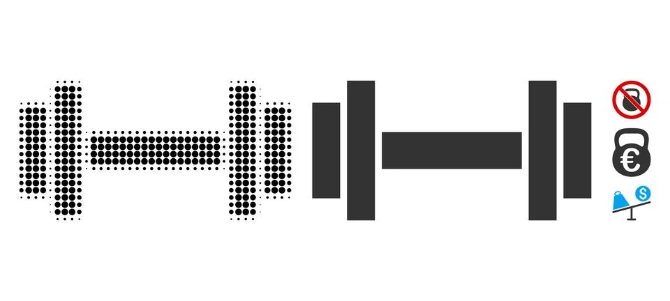Barbell Halftone and Solid Icon Stock Illustration