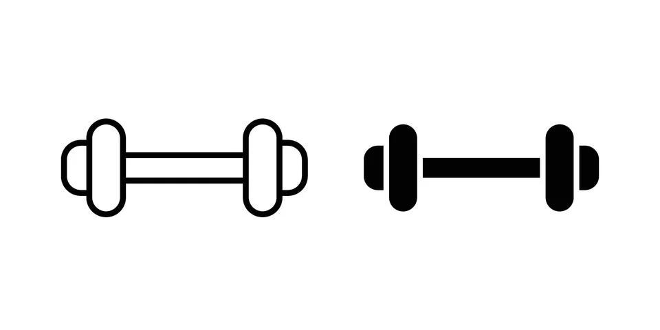 Barbell icon black vector isolated on white Ilustración de archivo