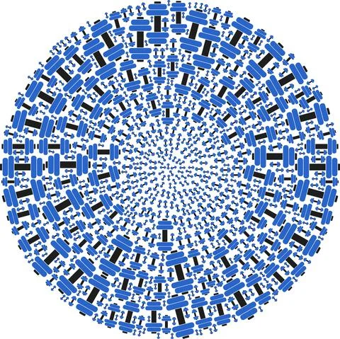 Barbell Icon Exploding Round Cluster Mosaic イラスト素材