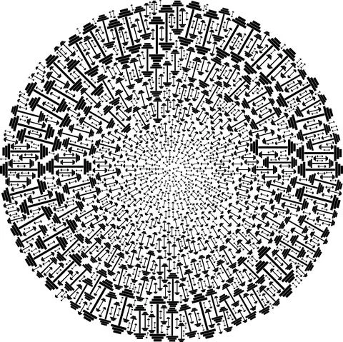 Barbell Icon Exploding Round Globula Collage Stock Illustration